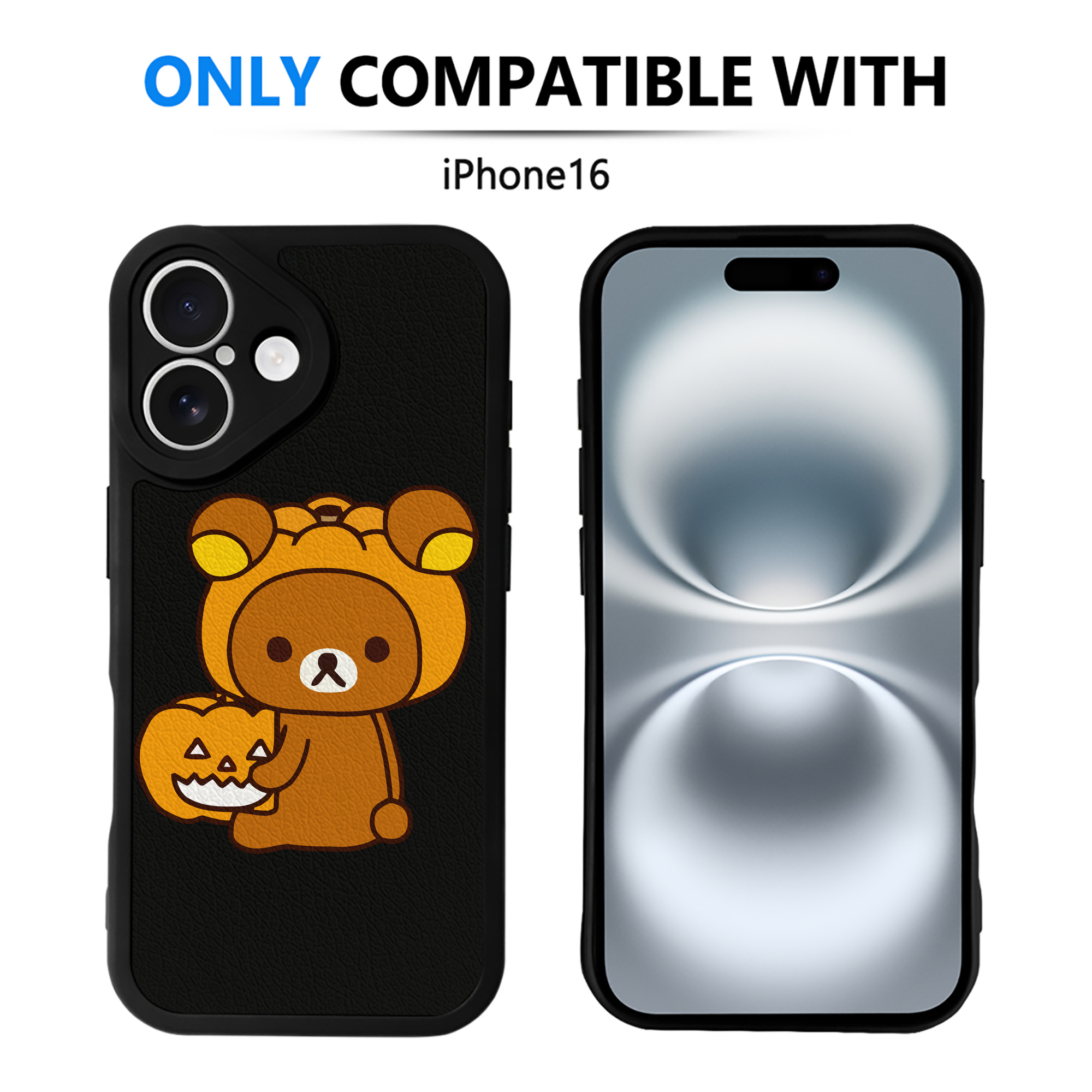 （画像用） リラックマ リラックマ キイロイトリ Rilakkuma Korilakkuma Kiiroitori 【iPhone 16シリーズ対応】シリコンスマホケース（レザー調） 材質：シリコン